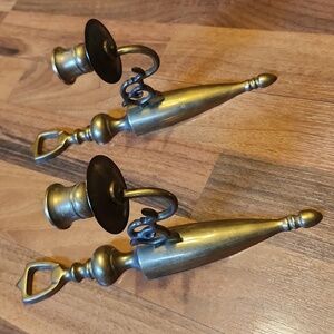 C.B.K. Vintage Brass Wall Sconces Candle Holders Hollywood Regency Matching Set